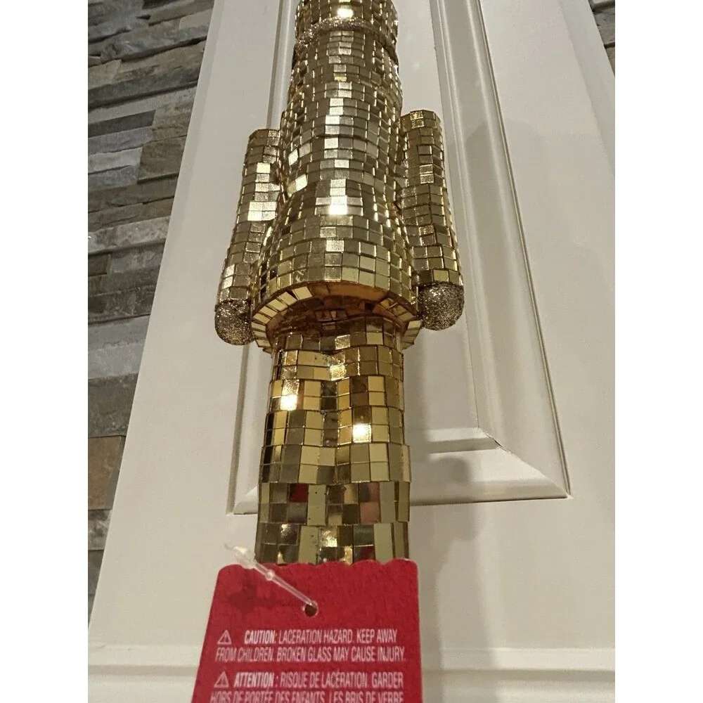 Ashland Mirror Disco Ball Nutcracker Gold Glass Christmas Decor 12in